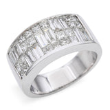Vintage 18k White Gold Diamond 2.80tcw Diamond Geometric Band Ring