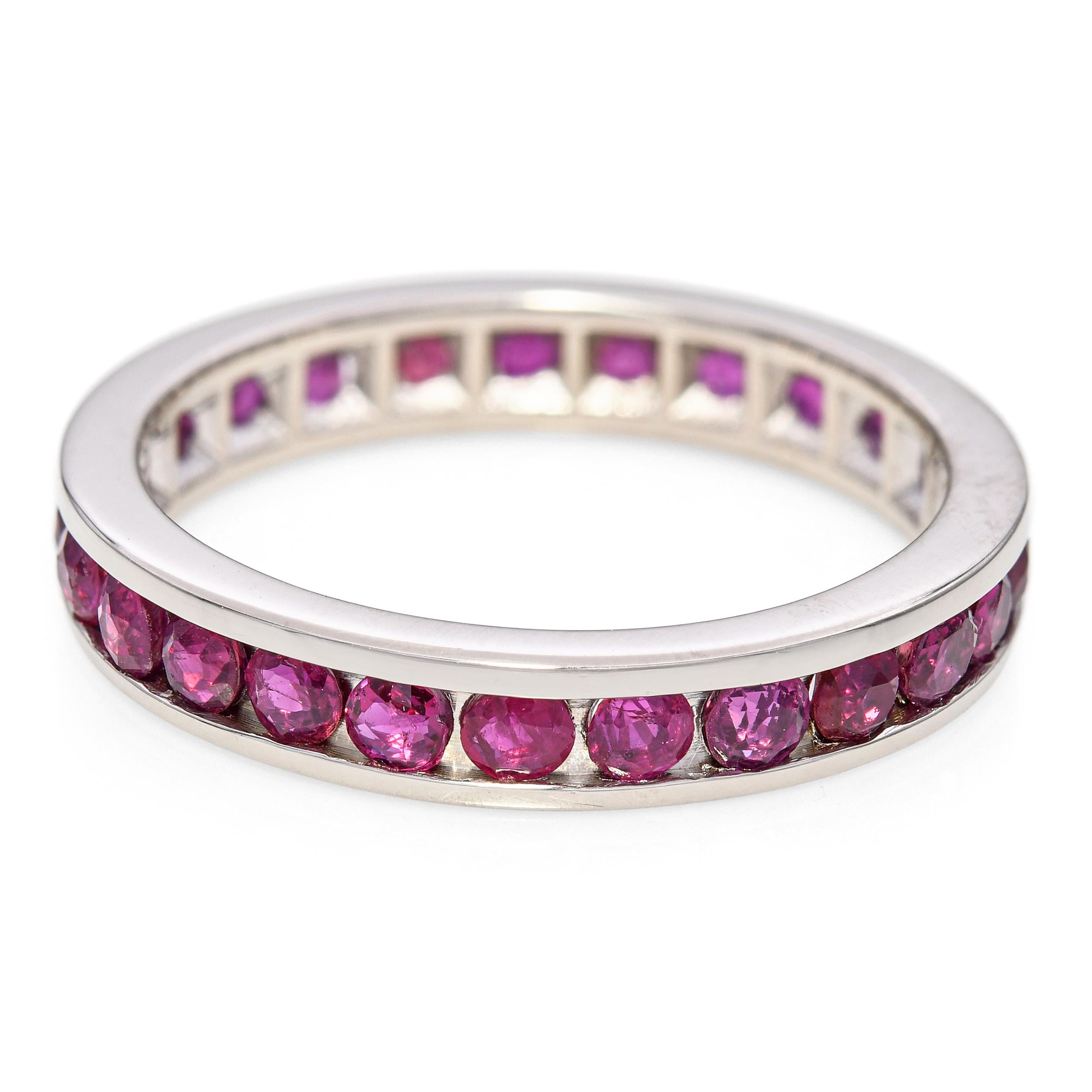 Vintage 14k White Gold 0.78tcw Ruby Eternity Band