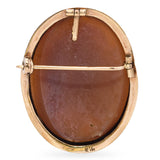 Vintage 10k Yellow Gold Floral Motif Shell Cameo Brooch