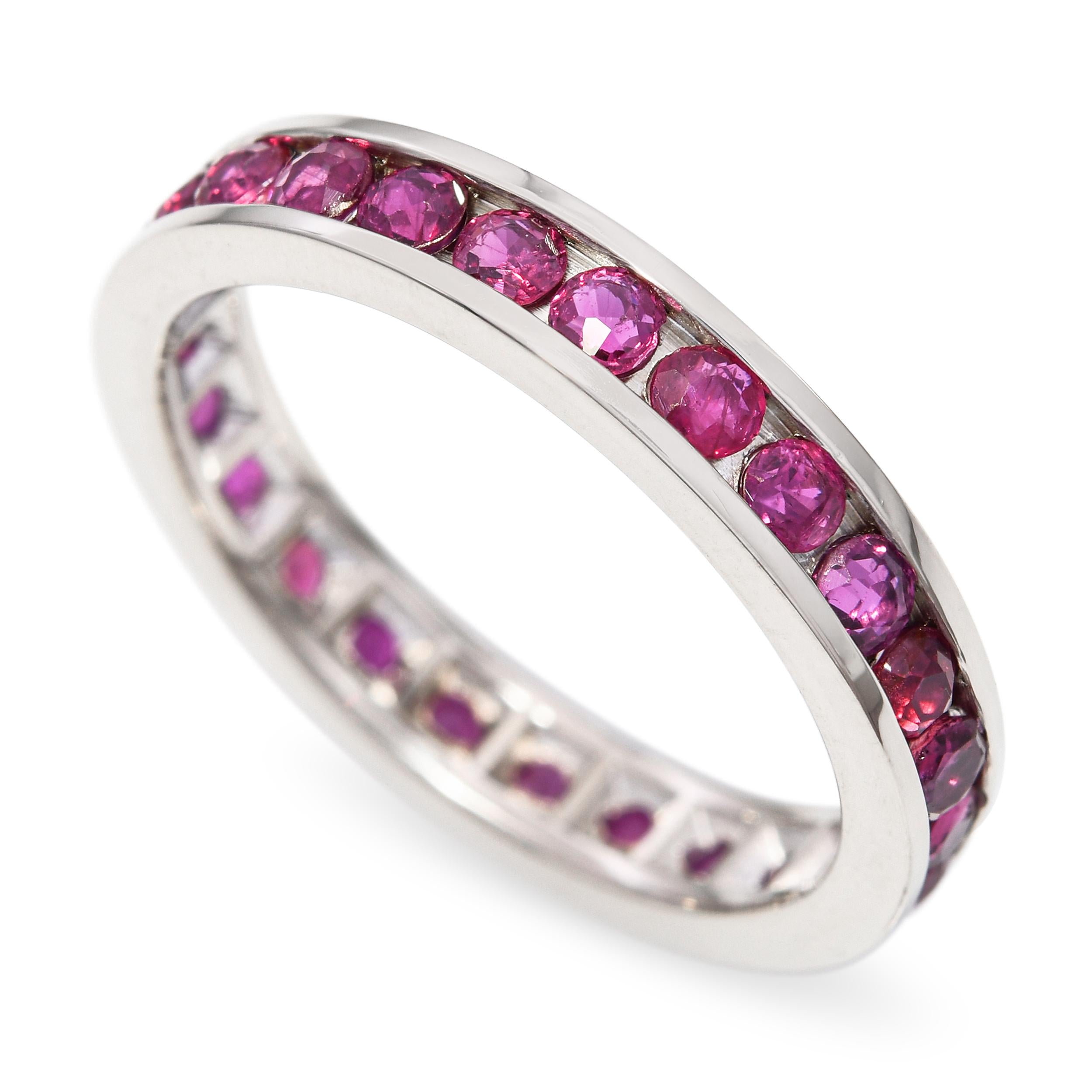 Vintage 14k White Gold 0.78tcw Ruby Eternity Band