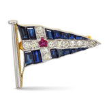 Vintage 14k Yellow Gold & Platinum Royal Thames Yacht Club Brooch