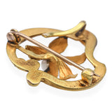 Antique 14k Yellow Gold and Seed Pearl Floral Brooch Pendant