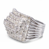 Vintage White Gold Diamond Geometric Dome Cocktail Ring