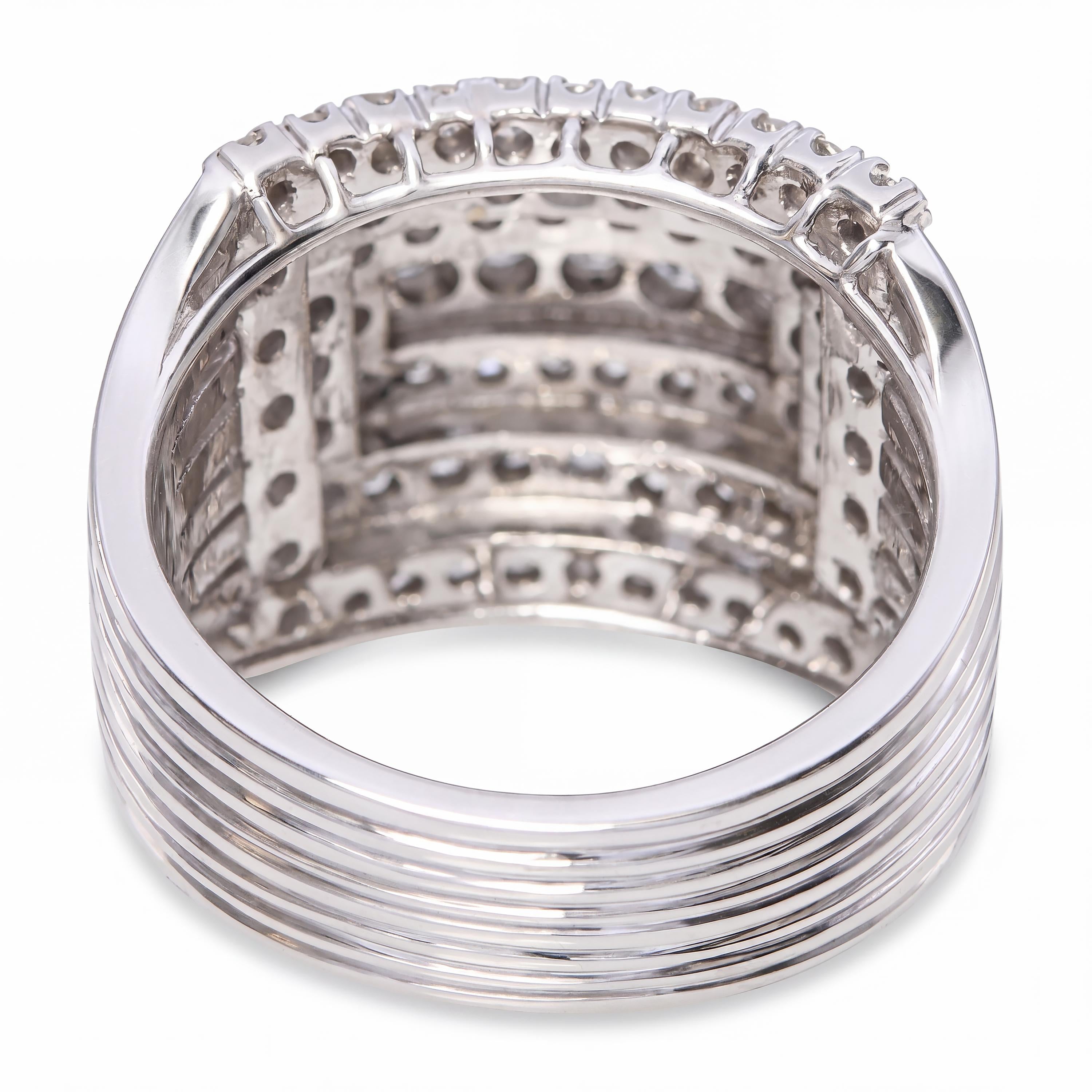 Vintage White Gold Diamond Geometric Dome Cocktail Ring