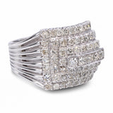 Vintage White Gold Diamond Geometric Dome Cocktail Ring