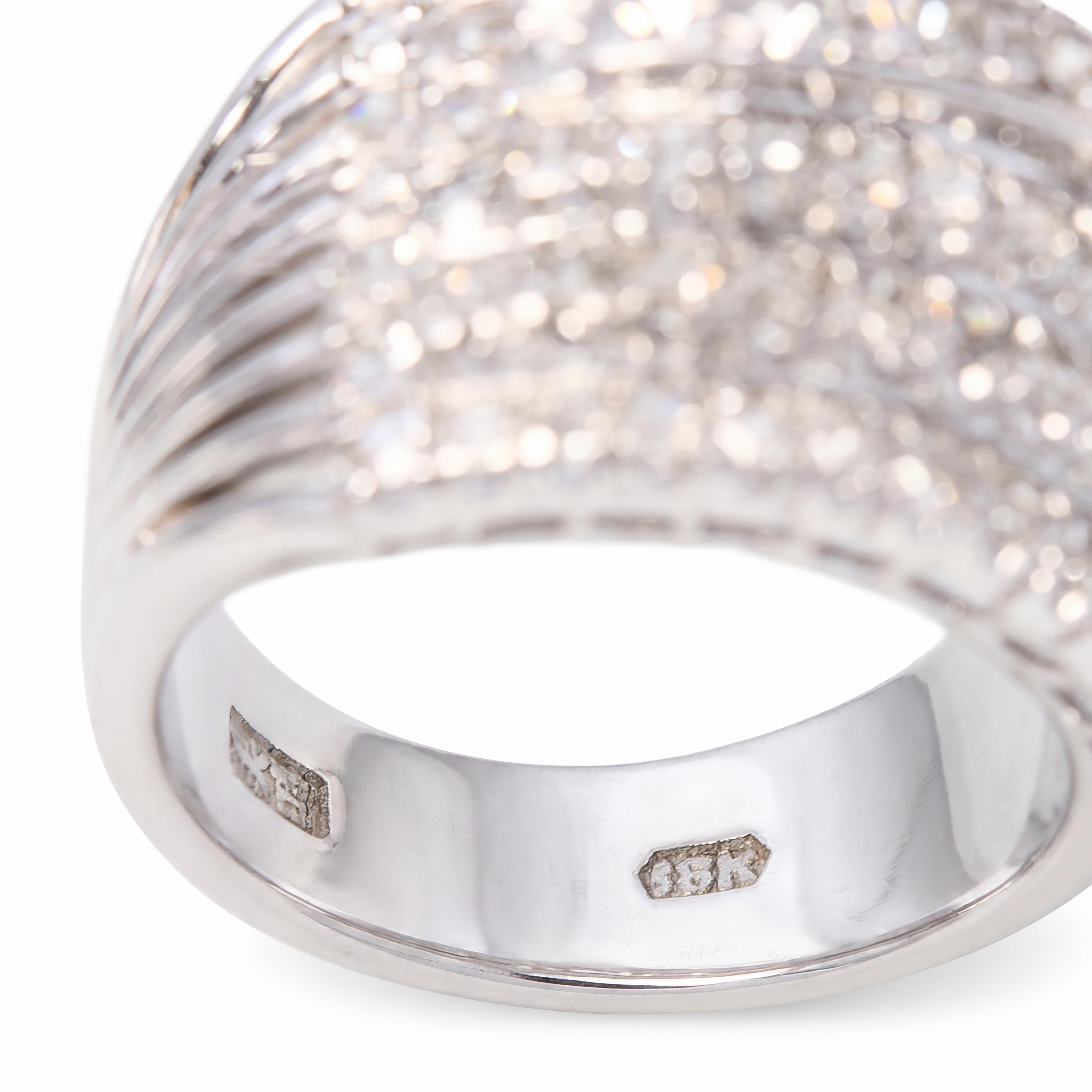 Vintage White Gold Diamond Geometric Dome Cocktail Ring
