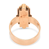 Antique 14k Rose Gold Turquoise and Seed Pearl Ring