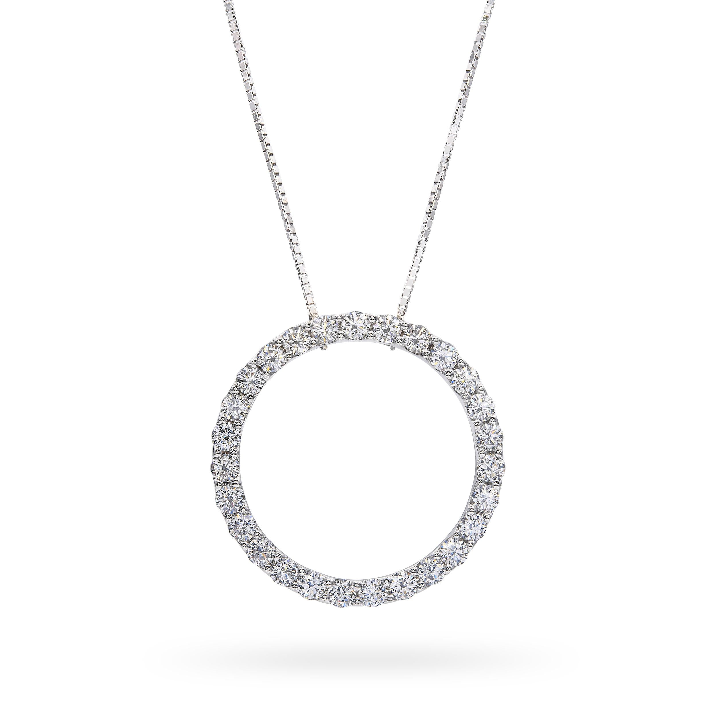 18k White Gold 2.56tcw Diamond Eternity Pendant Necklace
