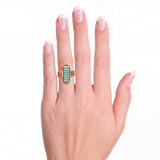 Antique 14k Rose Gold Turquoise and Seed Pearl Ring