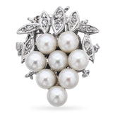 Vintage 14k White Gold Diamond and Pearl Grape Clasp