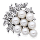 Vintage 14k White Gold Diamond and Pearl Grape Clasp