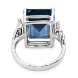 18k White Gold London Blue Topaz and Diamond Statement Ring