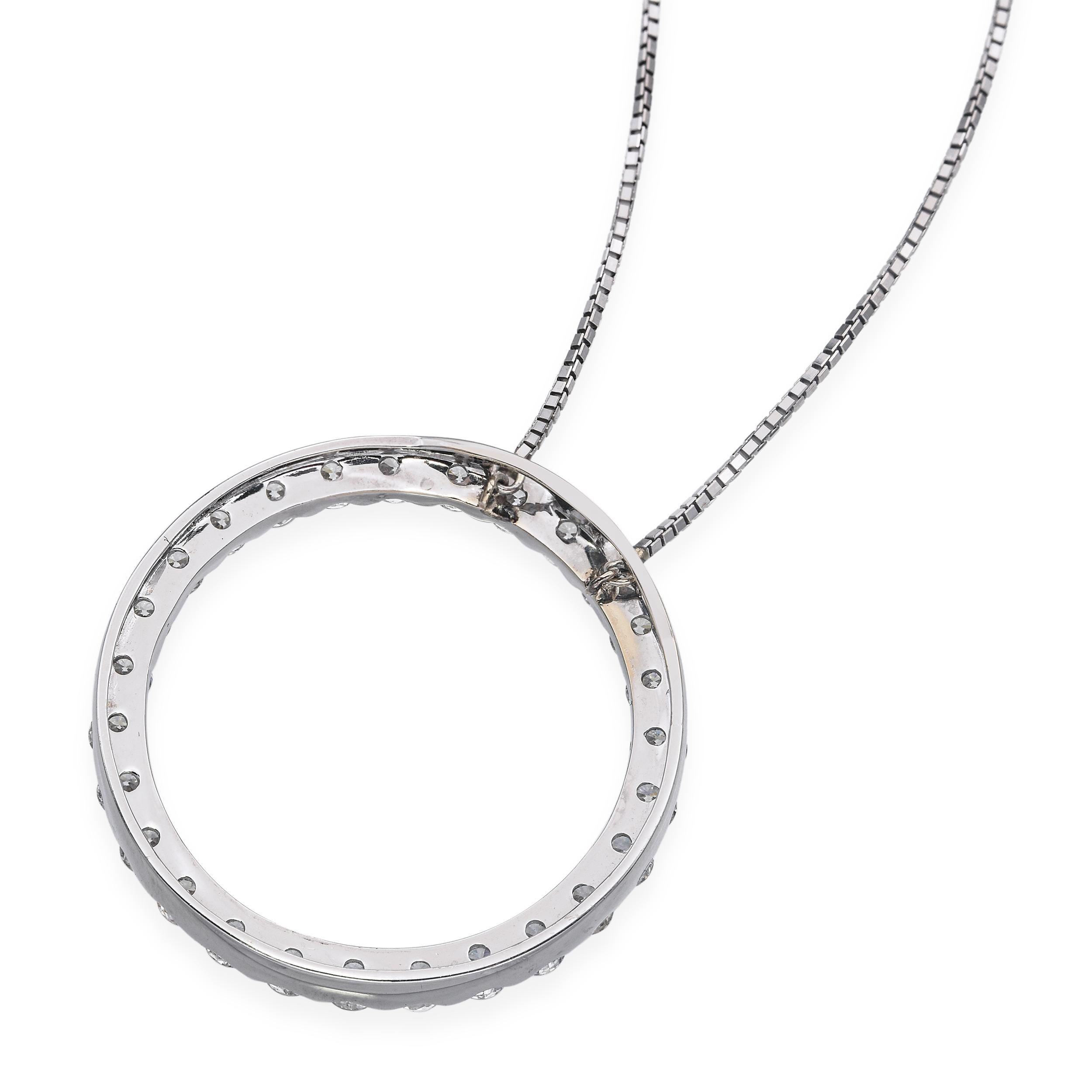 18k White Gold 2.56tcw Diamond Eternity Pendant Necklace