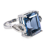 18k White Gold London Blue Topaz and Diamond Statement Ring