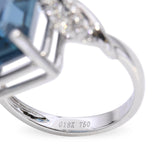 18k White Gold London Blue Topaz and Diamond Statement Ring