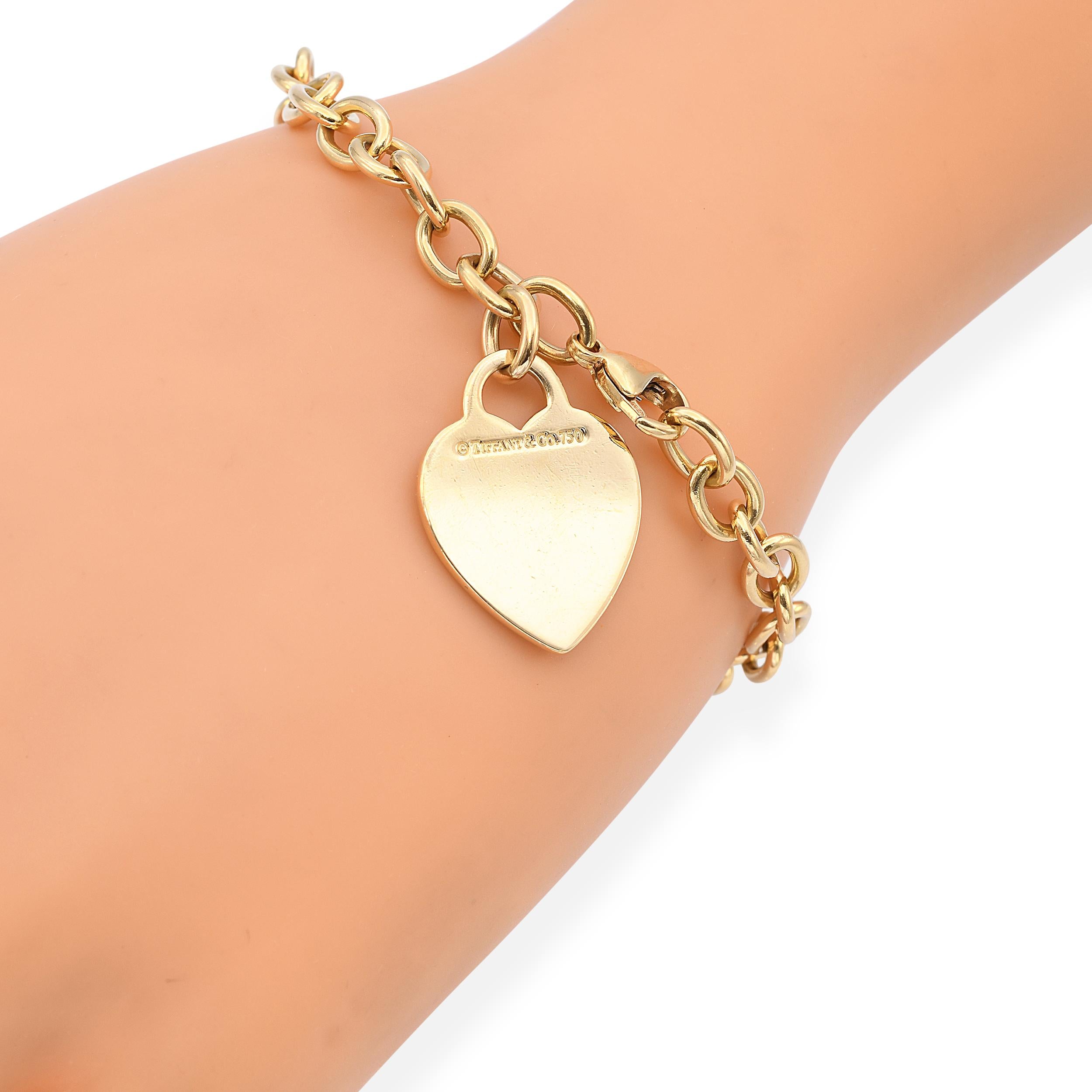 Vintage Tiffany & Co. 18k Yellow Gold Heart Lock Link Bracelet