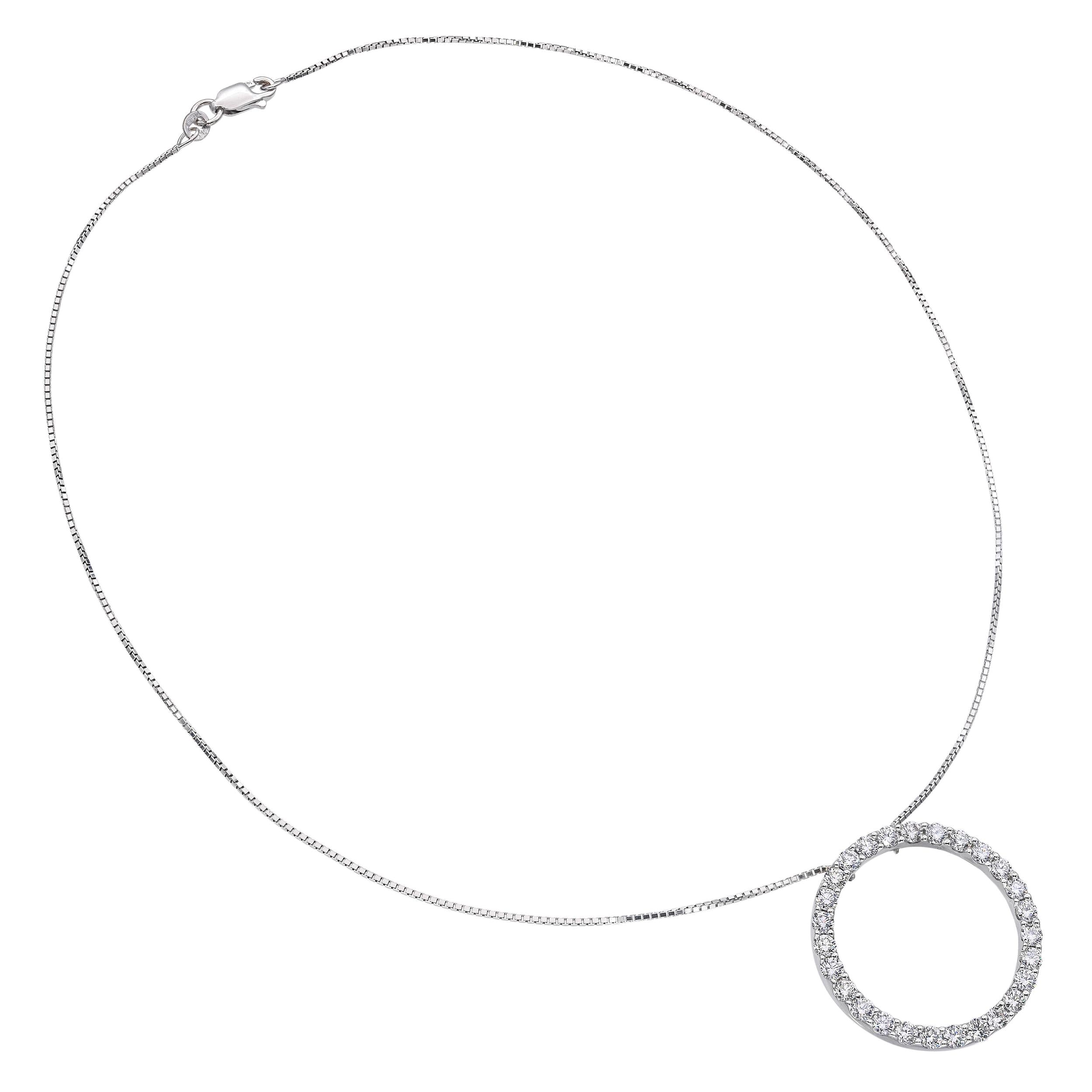 18k White Gold 2.56tcw Diamond Eternity Pendant Necklace