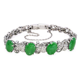 14k White Gold 8.81ctw Jadeite Cabochon Infinity Link Bracelet