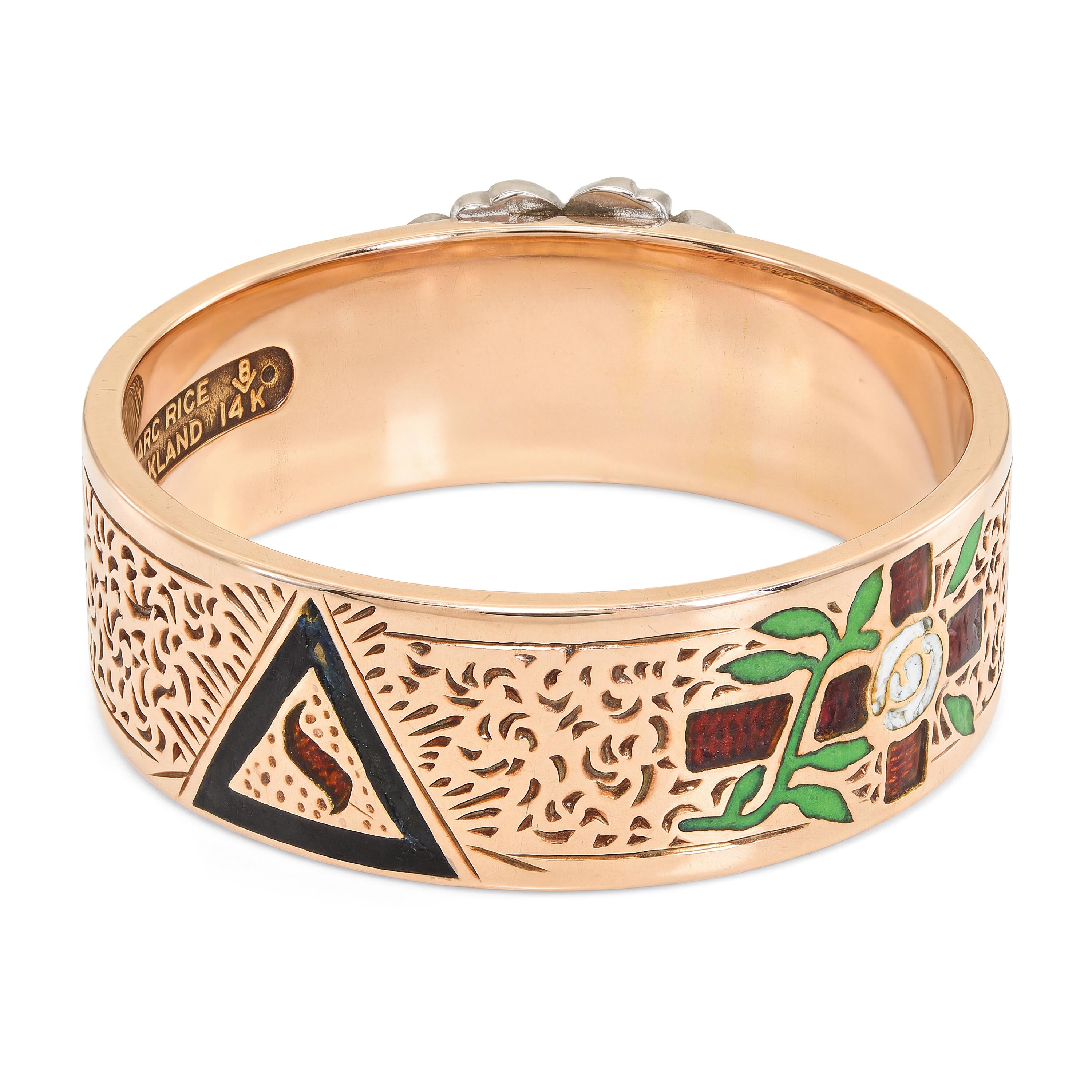 Vintage 14k Rose Gold 32 Degree Masonic Cigar Band Ring