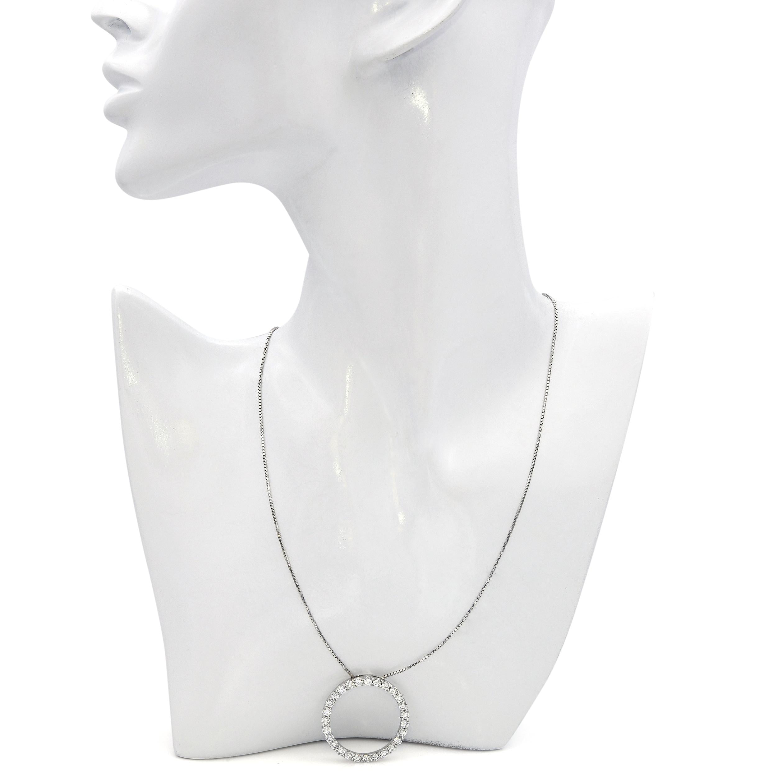 18k White Gold 2.56tcw Diamond Eternity Pendant Necklace