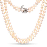 Vintage 13k White Gold and Diamond Pearl Strand Necklace