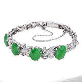 14k White Gold 8.81ctw Jadeite Cabochon Infinity Link Bracelet