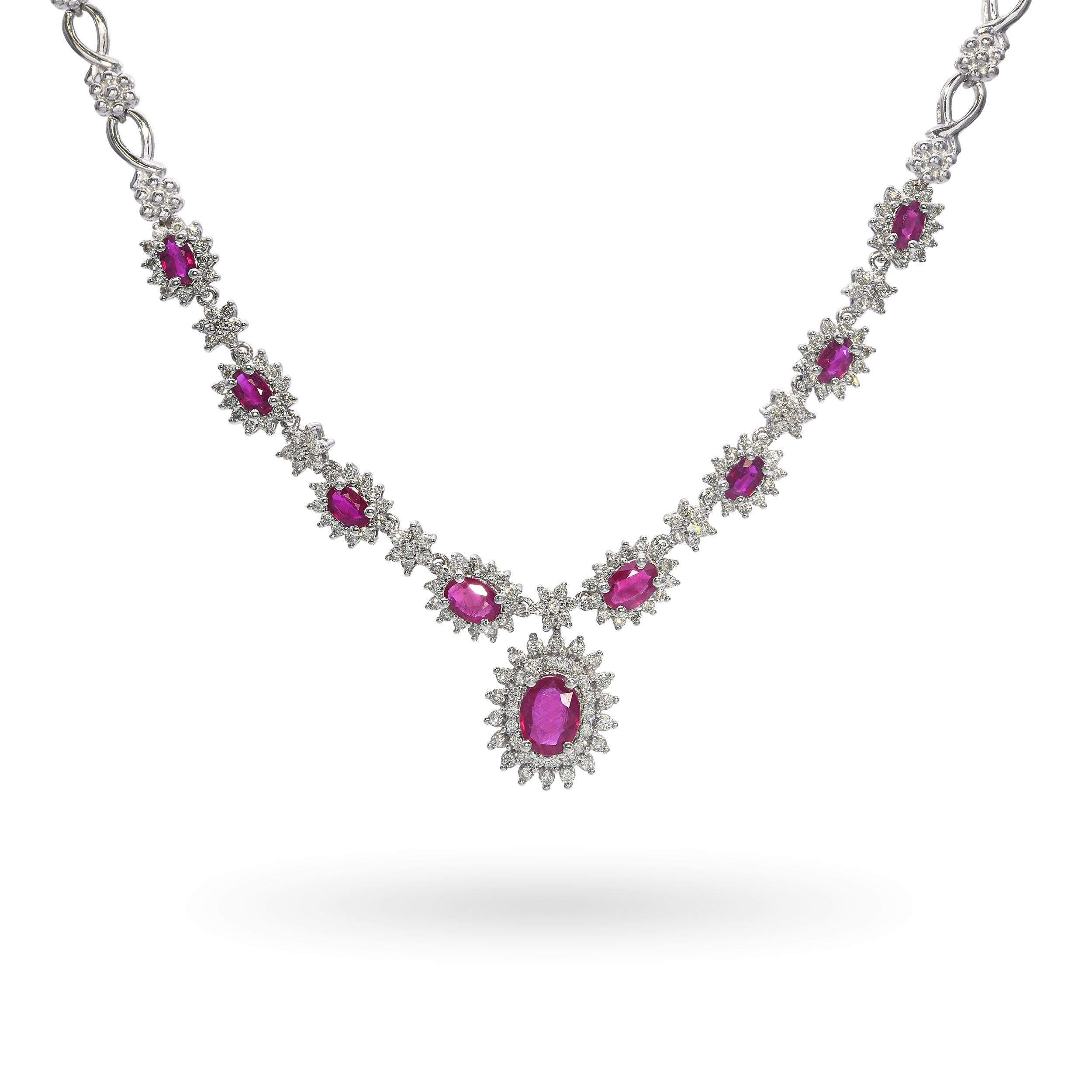 Vintage 14k White Gold Ruby and Diamond Necklace – Blue Ribbon Rarities