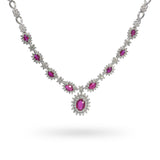 Vintage 14k White Gold Ruby and Diamond Necklace