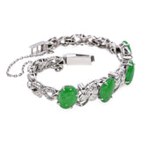 14k White Gold 8.81ctw Jadeite Cabochon Infinity Link Bracelet