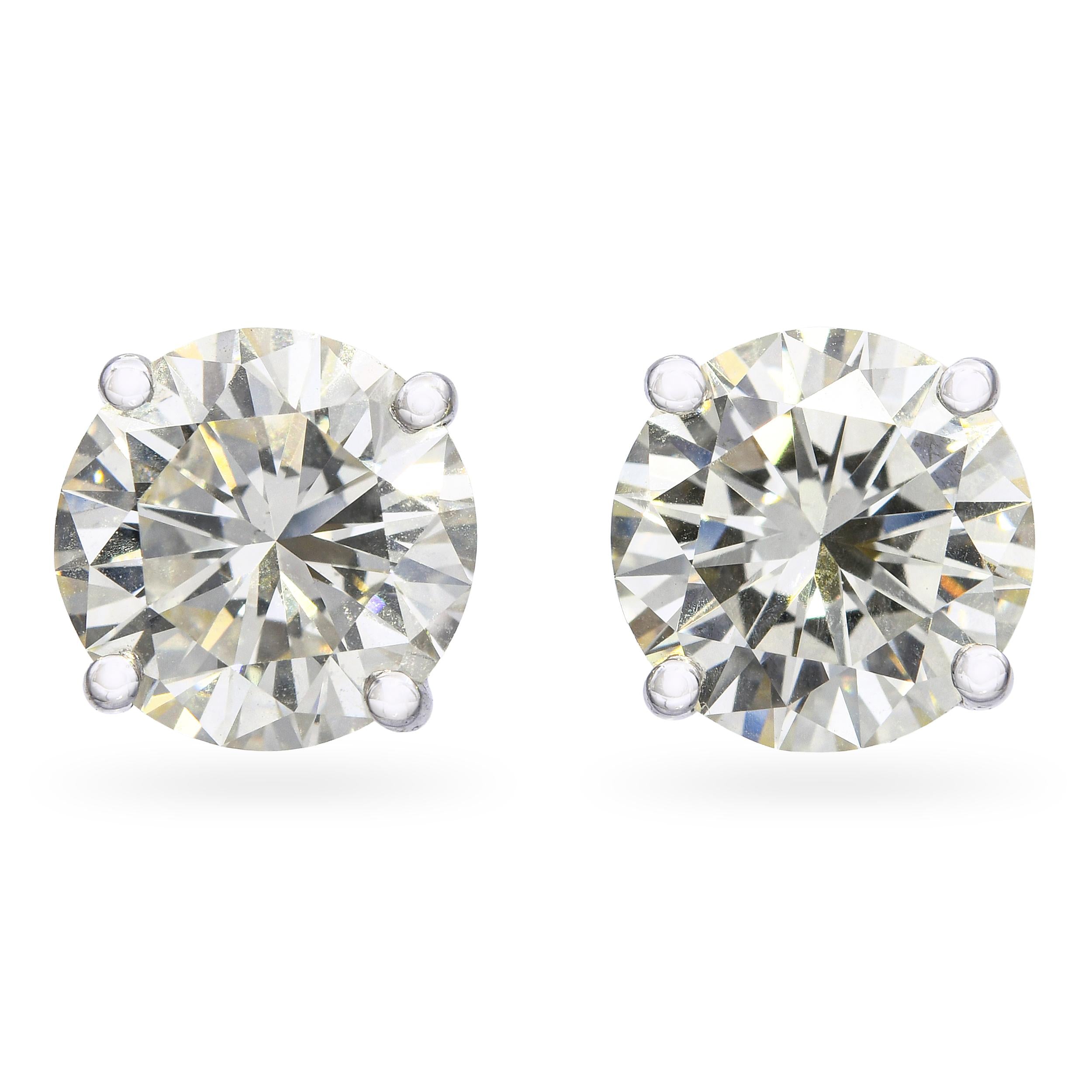 14k White Gold GIA 3.10tcw M-N Si1 Diamond Stud Earrings