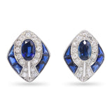 Vintage 14k White Gold 3.05tcw Sapphire and Diamond Earrings