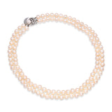 Vintage 13k White Gold and Diamond Pearl Strand Necklace