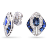 Vintage 14k White Gold 3.05tcw Sapphire and Diamond Earrings