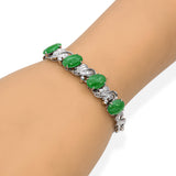 14k White Gold 8.81ctw Jadeite Cabochon Infinity Link Bracelet