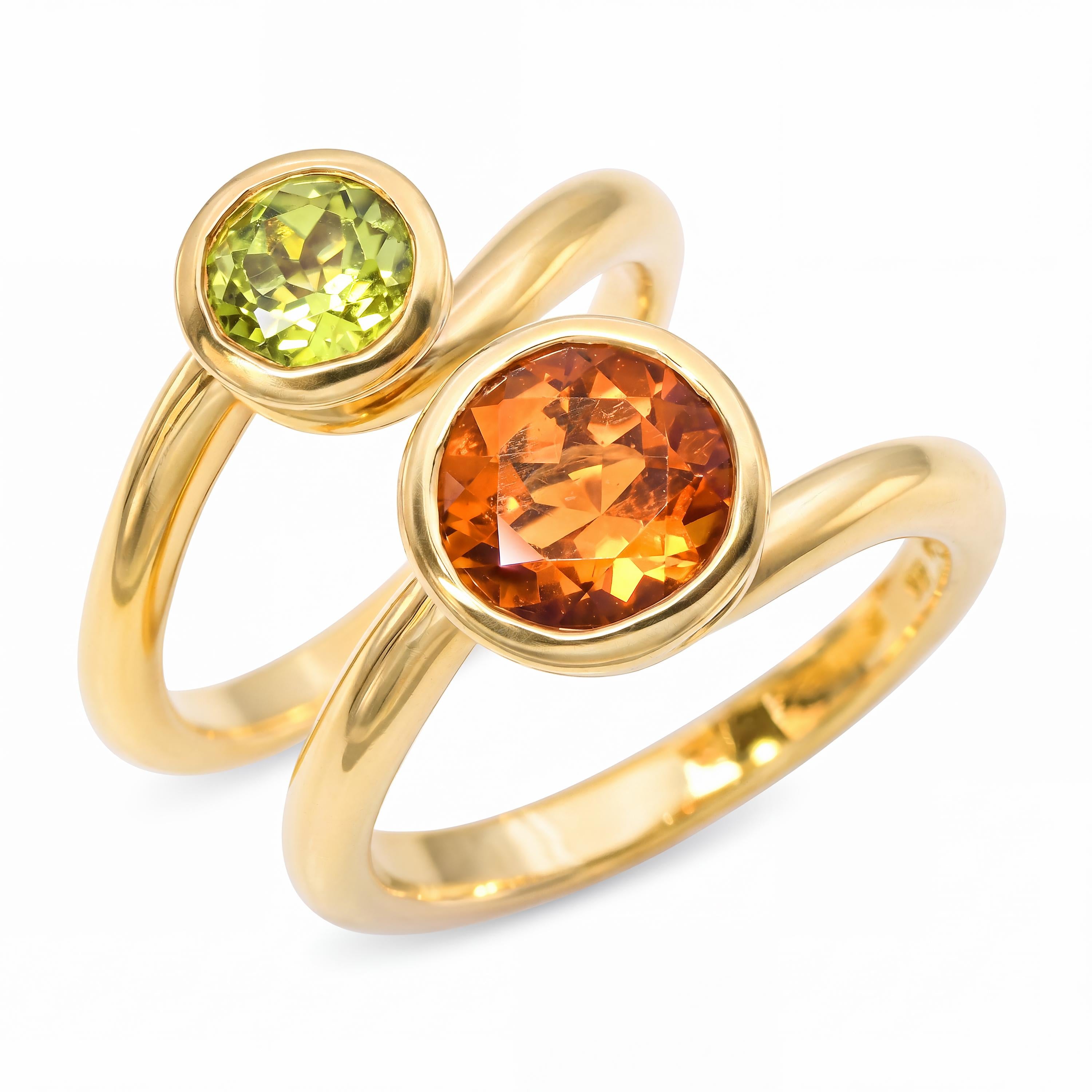 Angela Cummings 18k Yellow Gold Peridot and Citrine Stacking Twist Rings