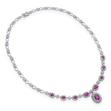 Vintage 14k White Gold Ruby and Diamond Necklace