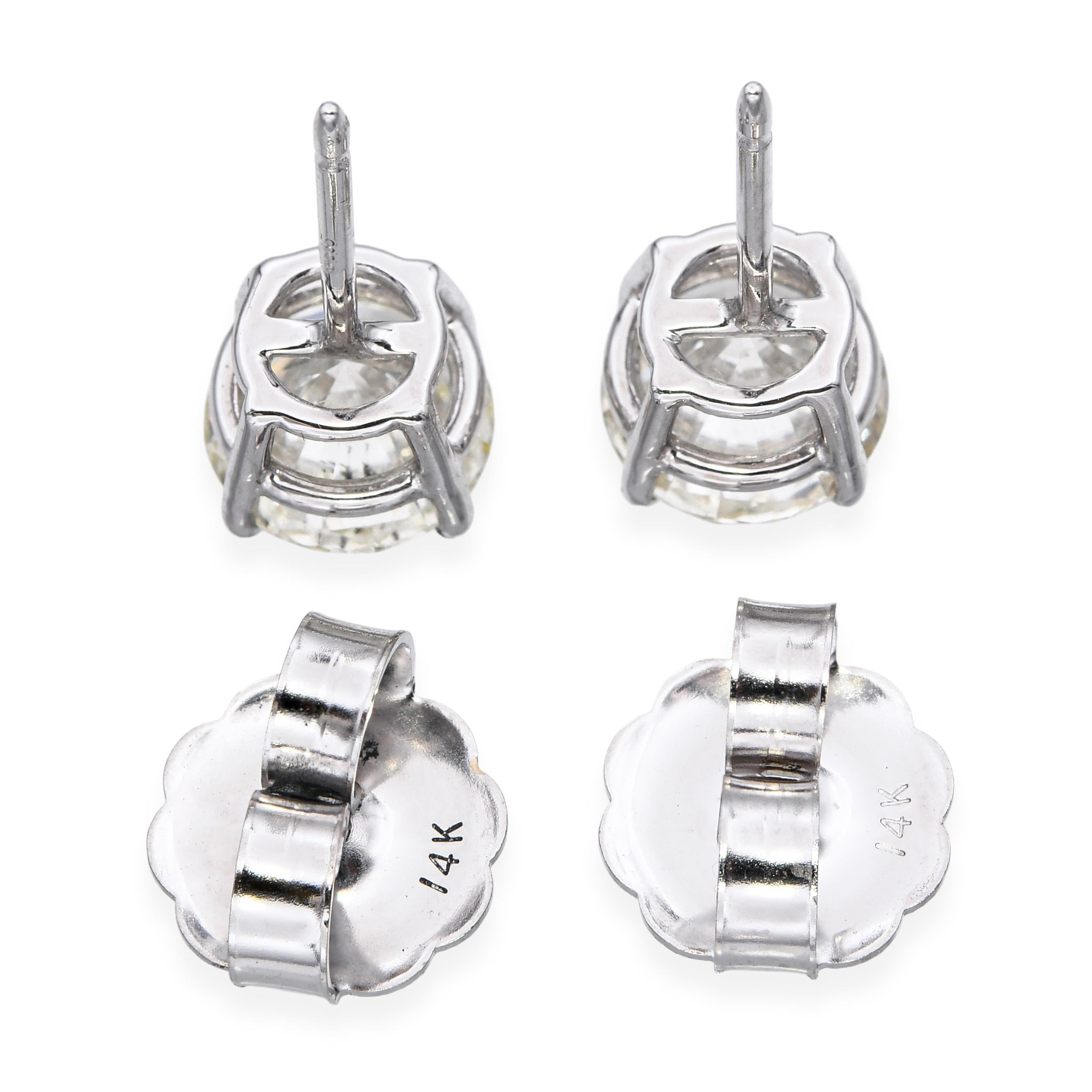 14k White Gold GIA 3.10tcw M-N Si1 Diamond Stud Earrings