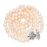 Vintage 13k White Gold and Diamond Pearl Strand Necklace