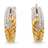 David Yurman 18k Yellow Gold Diamond Cable Hoop Earrings