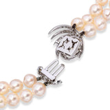 Vintage 13k White Gold and Diamond Pearl Strand Necklace