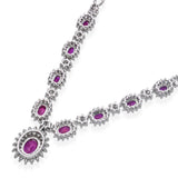 Vintage 14k White Gold Ruby and Diamond Necklace