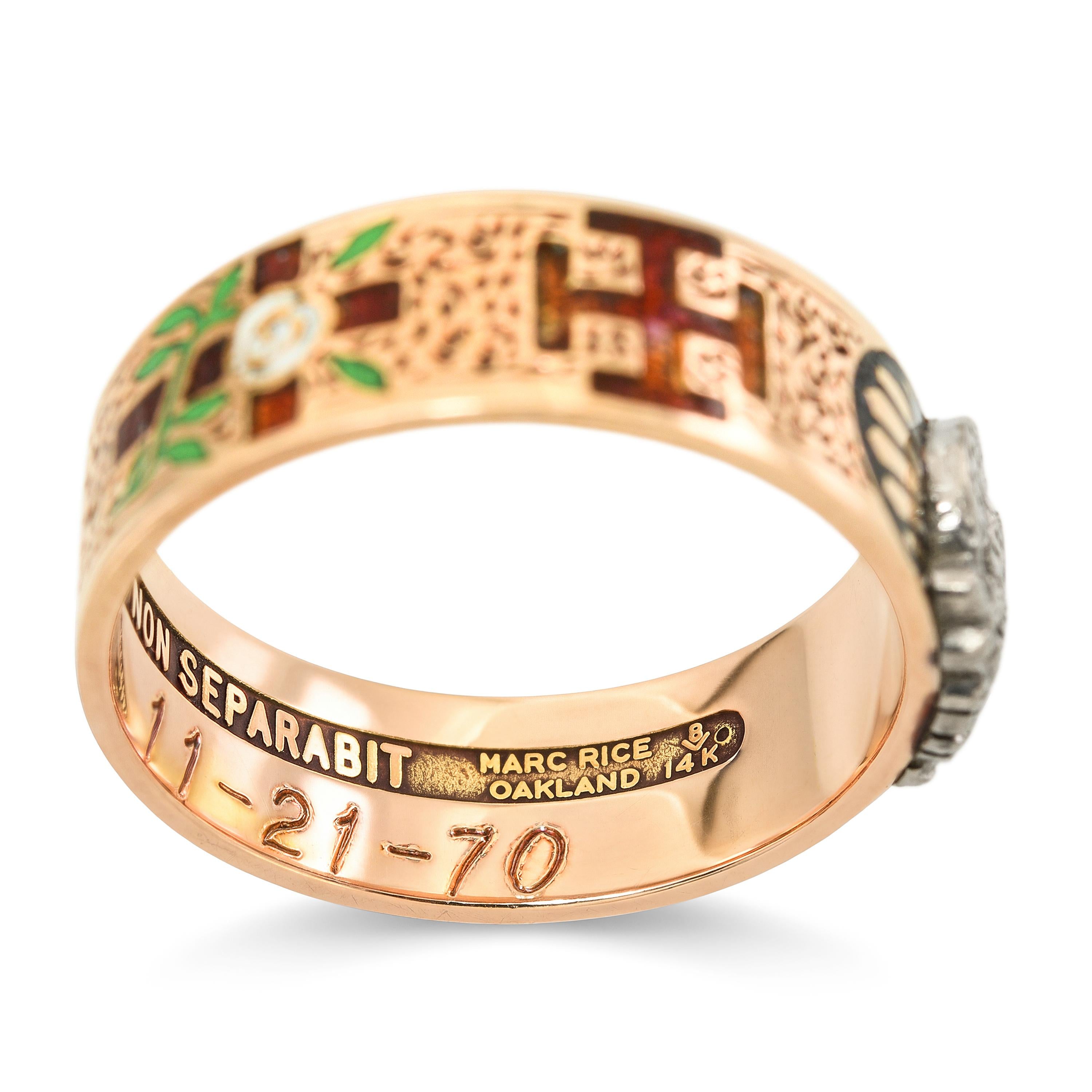 Vintage 14k Rose Gold 32 Degree Masonic Cigar Band Ring