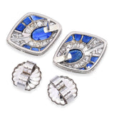 Vintage 14k White Gold 3.05tcw Sapphire and Diamond Earrings