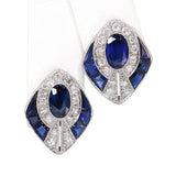 Vintage 14k White Gold 3.05tcw Sapphire and Diamond Earrings
