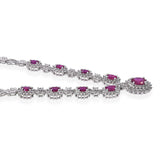 Vintage 14k White Gold Ruby and Diamond Necklace