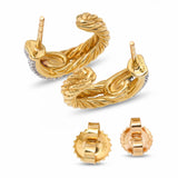 David Yurman 18k Yellow Gold Diamond Cable Hoop Earrings
