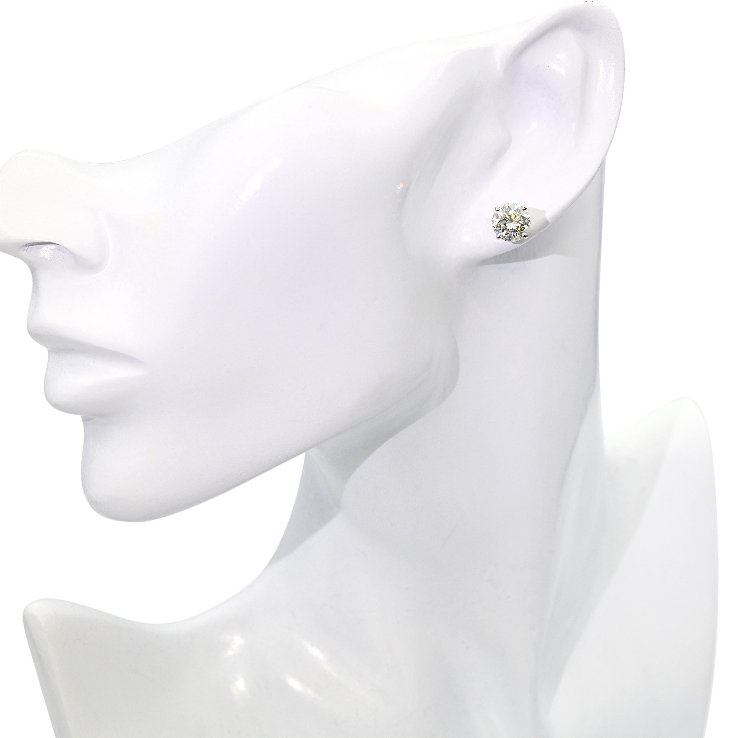 14k White Gold GIA 3.10tcw M-N Si1 Diamond Stud Earrings
