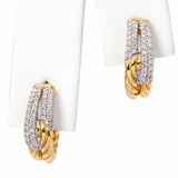 David Yurman 18k Yellow Gold Diamond Cable Hoop Earrings