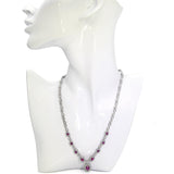 Vintage 14k White Gold Ruby and Diamond Necklace