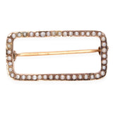 Vintage 10k Yellow Gold Rectangle Seed Pearl Brooch